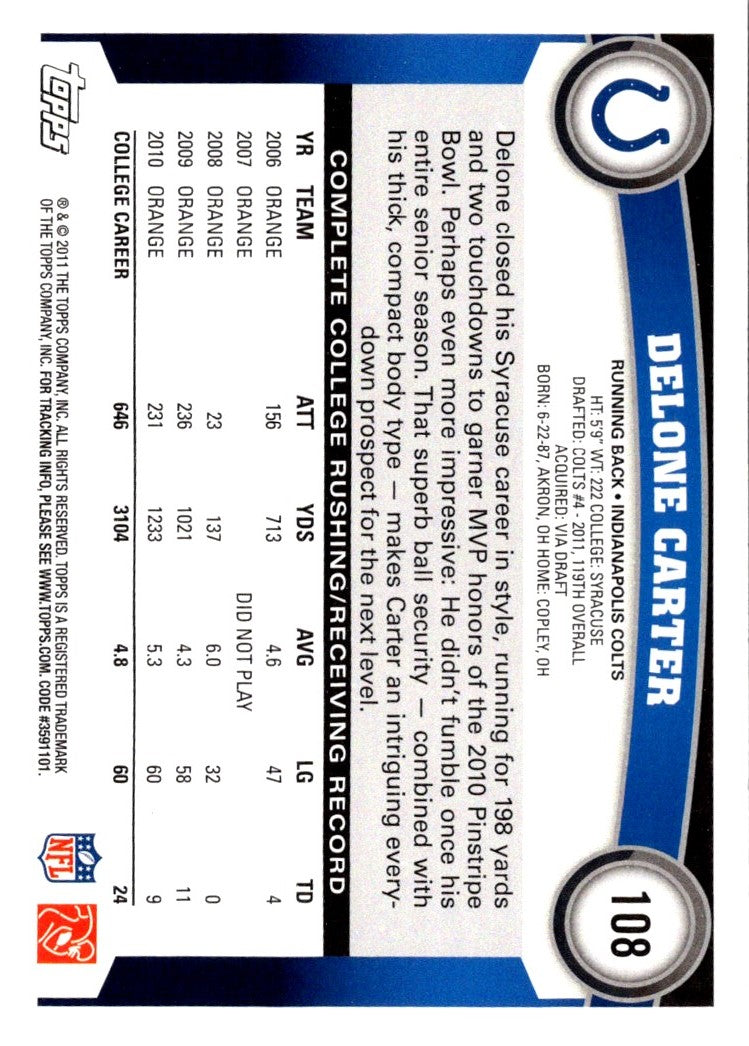 2011 Topps Delone Carter