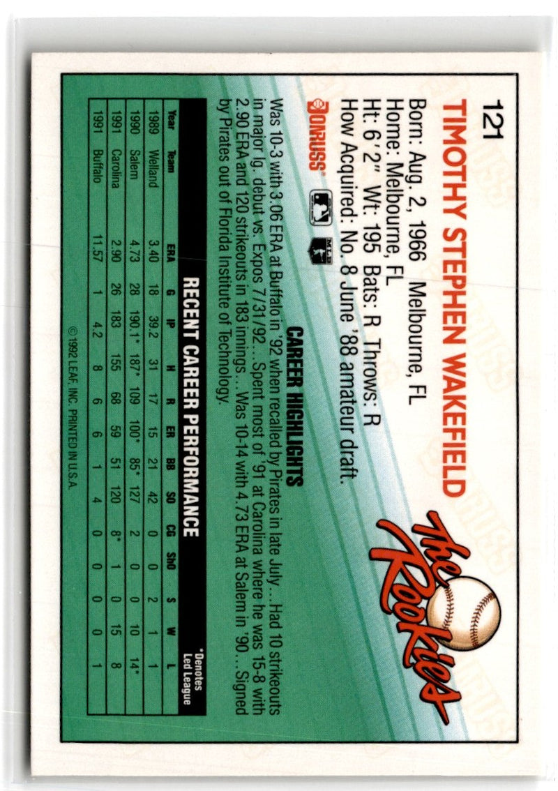 1992 Donruss The Rookies Tim Wakefield