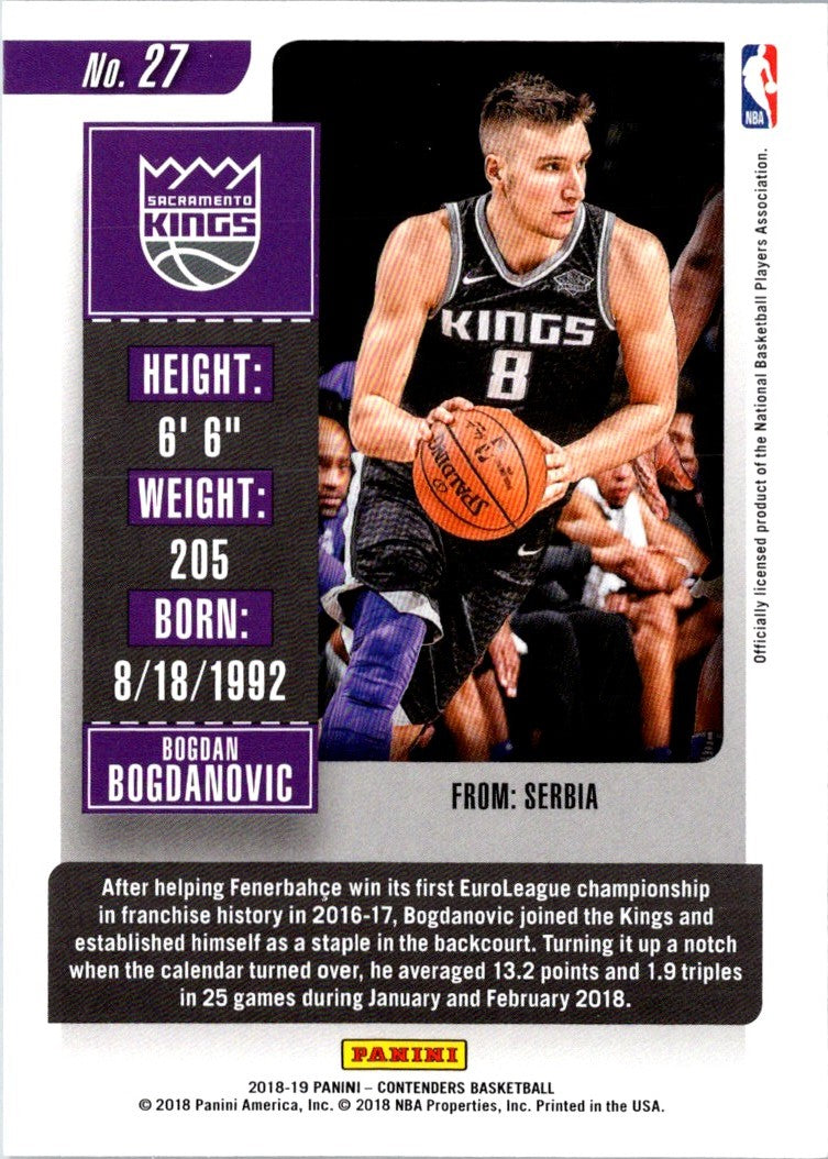 2018 Panini Contenders Bogdan Bogdanovic