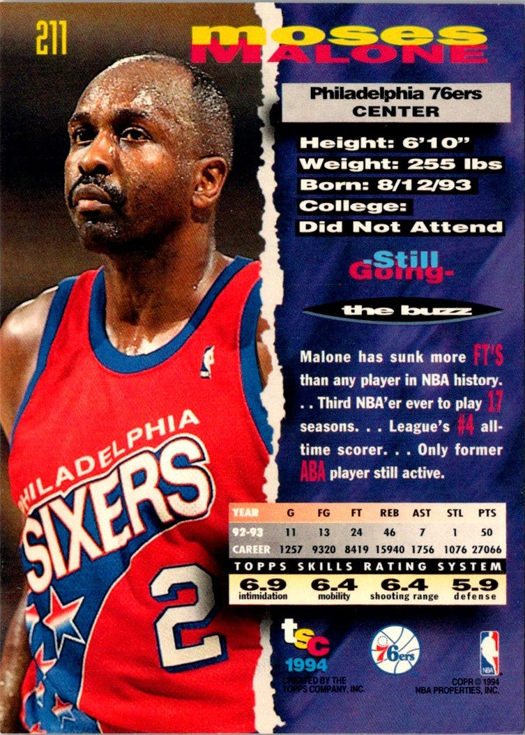 1993 Stadium Club Moses Malone