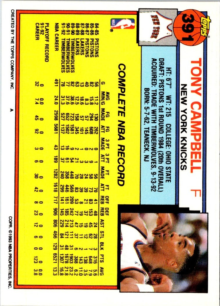 1992 Topps Tony Campbell
