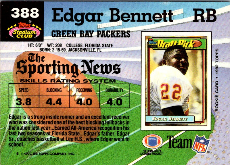 1992 Stadium Club Edgar Bennett