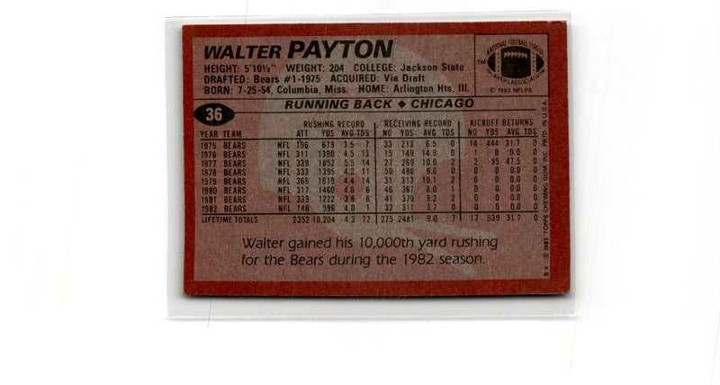 1983 Topps Walter Payton