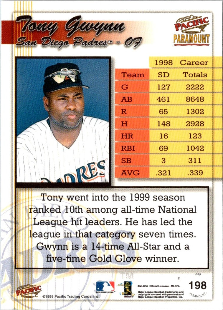 1999 Pacific Paramount Copper Tony Gwynn