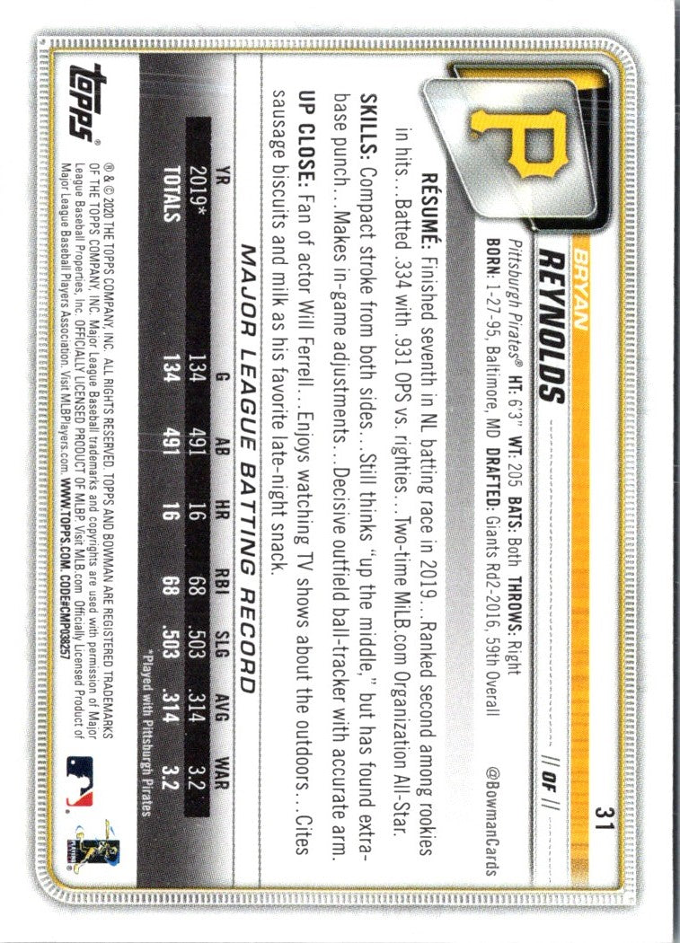 2020 Bowman Bryan Reynolds