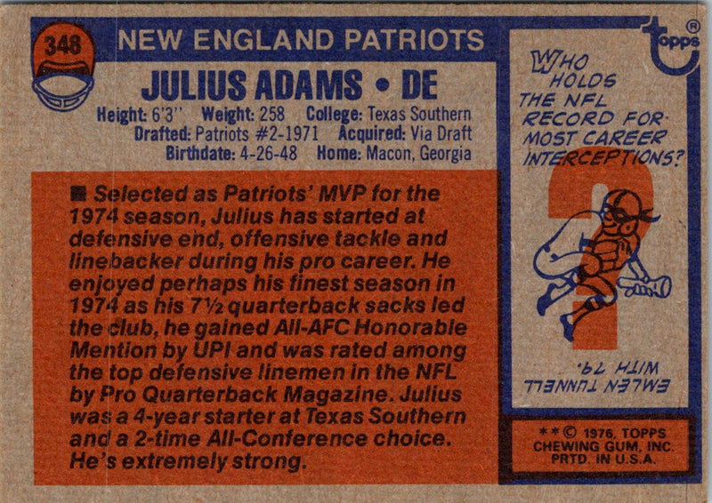 1976 Topps Julius Adams