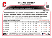 2022 Topps Chrome Shane Bieber #208