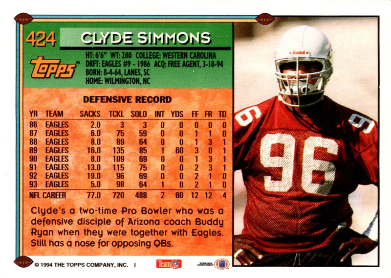 1994 Topps Clyde Simmons