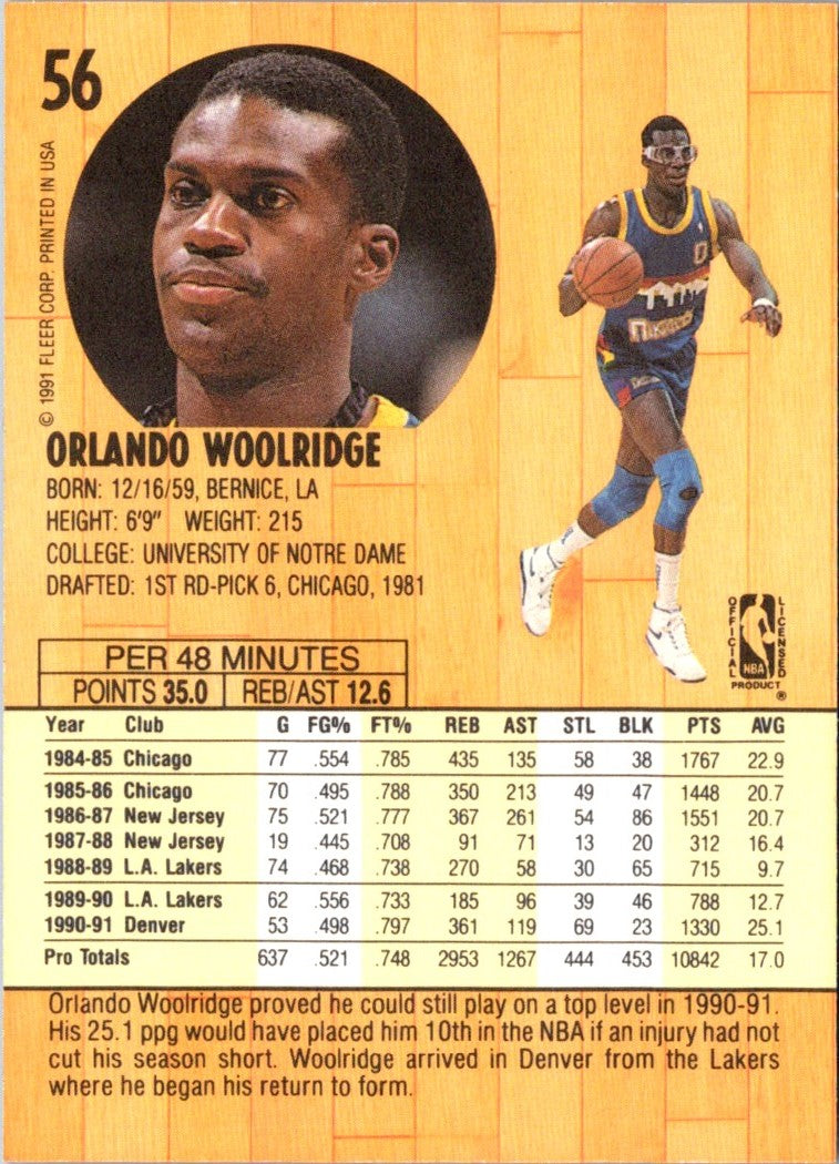 1991 Fleer 3D Acrylic Orlando Woolridge