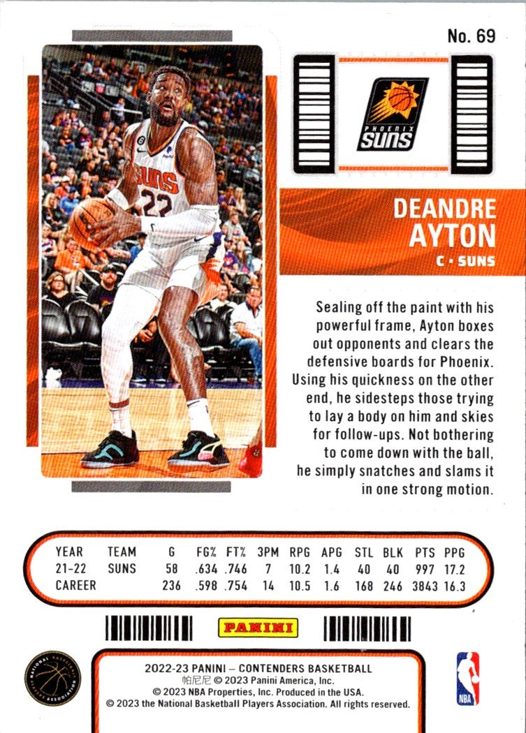 2022 Panini Contenders Season Ticket Deandre Ayton