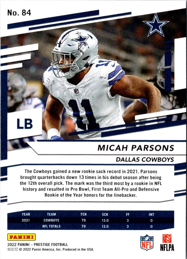 2022 Panini Prestige Micah Parsons