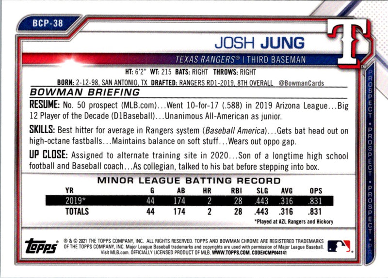 2021 Bowman Chrome Prospects Josh Jung