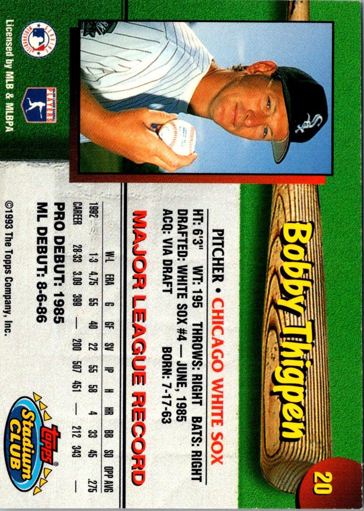 1993 Stadium Club Chicago White Sox Bobby Thigpen