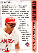 1997 Fleer Headliners Juan Gonzalez