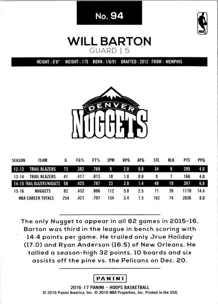 2016 Hoops Will Barton