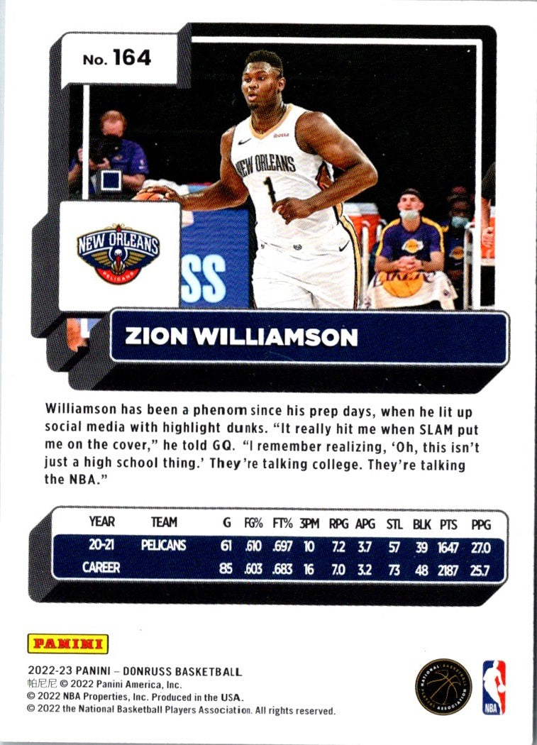 2022 Donruss Zion Williamson