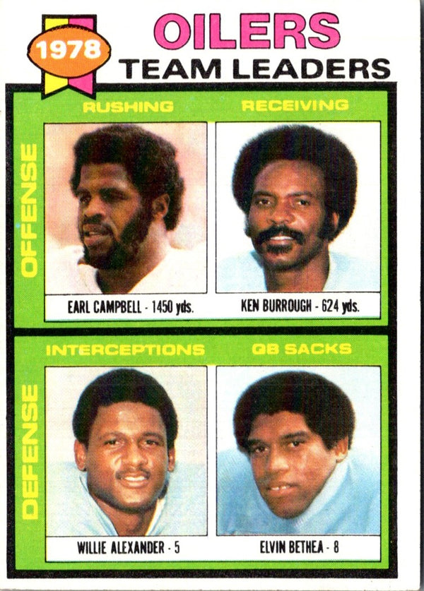 1979 Topps Earl Campbell/Ken Burrough/Willie Alexander/Elvin Bethea #301