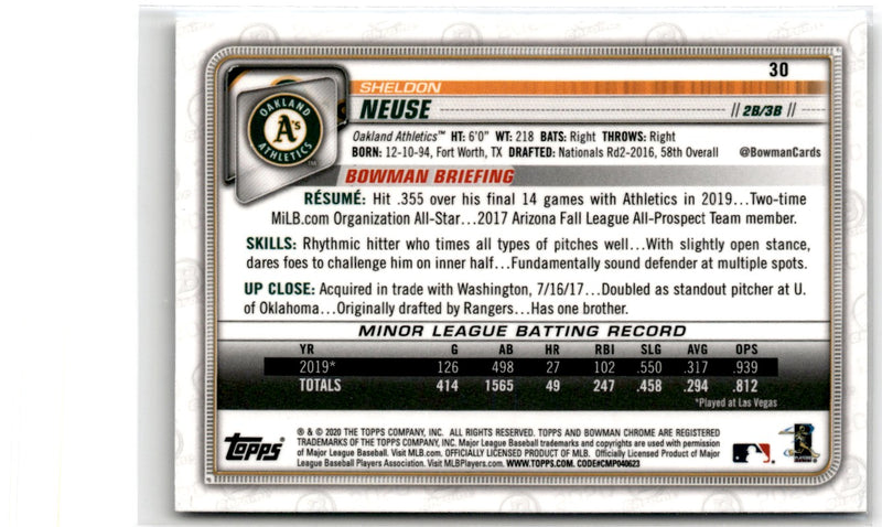 2020 Bowman Chrome Sheldon Neuse