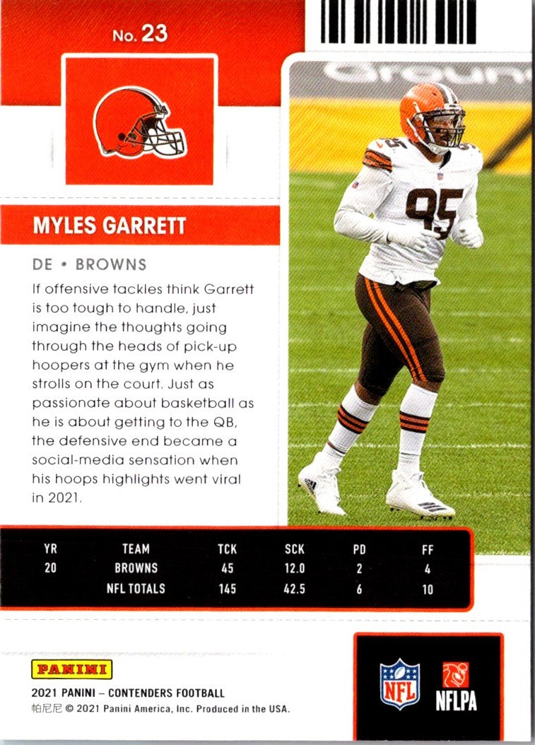 2021 Panini Contenders Red Zone Myles Garrett