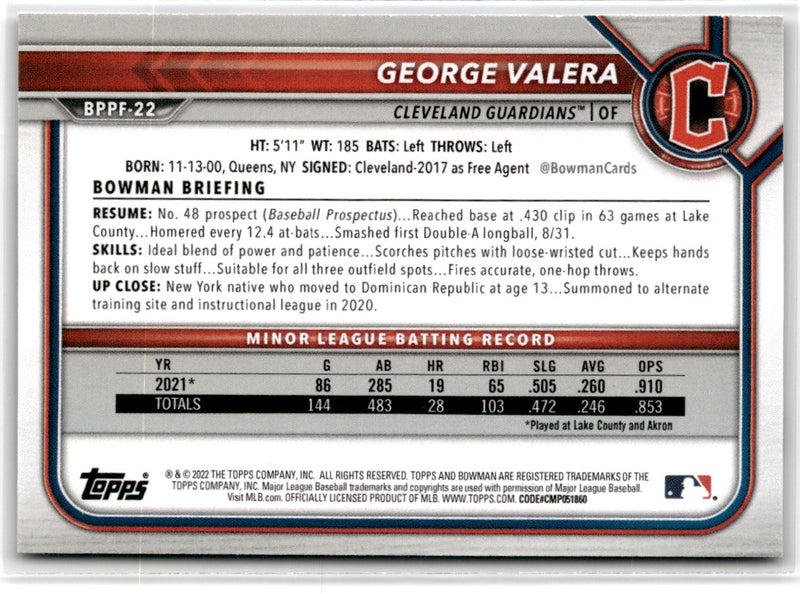 2022 Bowman 1st Edition George Valera