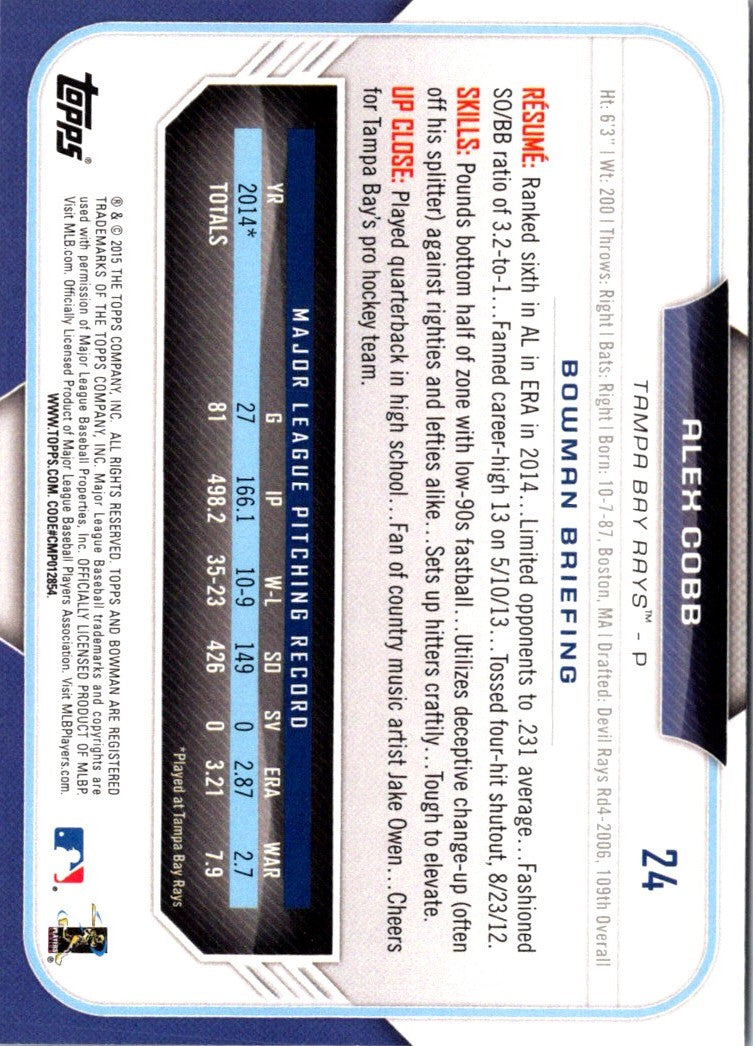 2015 Bowman Alex Cobb