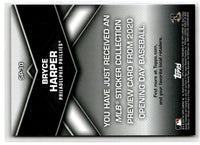 2020 Topps Opening Day 2020 Sticker Collection Preview Bryce Harper #SP-10