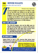 1992 Upper Deck Denver Nuggets