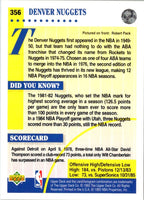 1992 Upper Deck Denver Nuggets #356