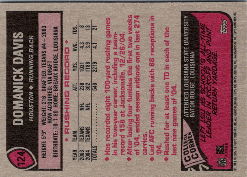 2005 Topps Heritage Domanick Davis