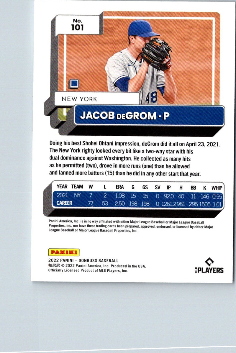 2022 Donruss Holo Blue Jacob deGrom