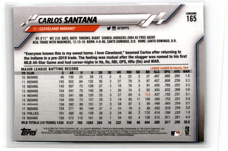 2020 Topps Chrome Carlos Santana