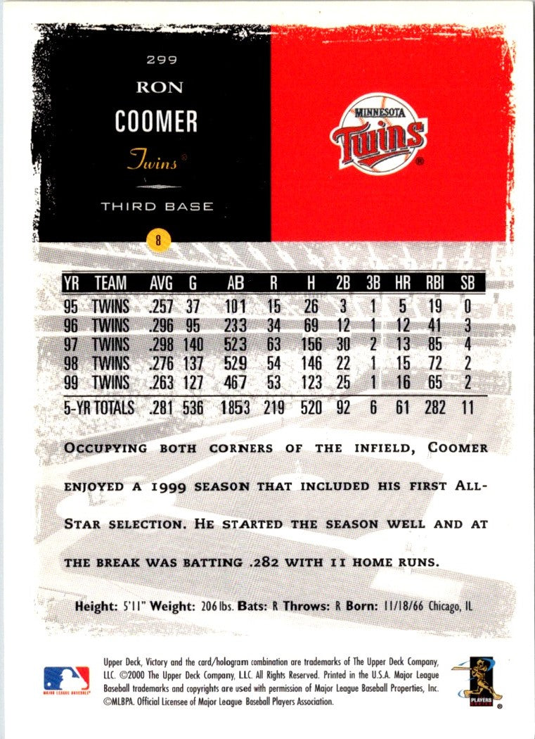 2000 Upper Deck Victory Ron Coomer