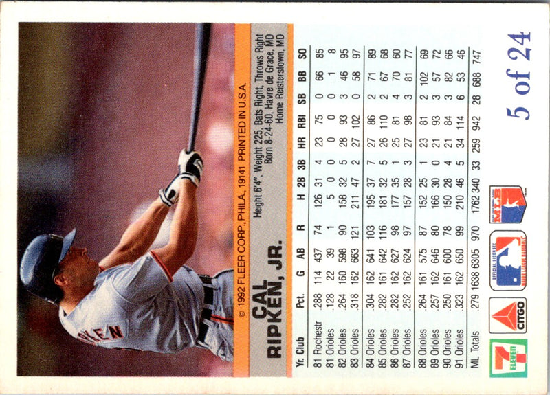 1992 Fleer 7 Eleven/Citgo The Performer Cal Ripken Jr.