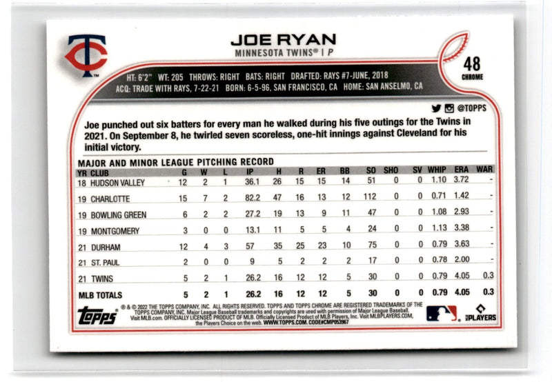 2022 Topps Chrome Joe Ryan