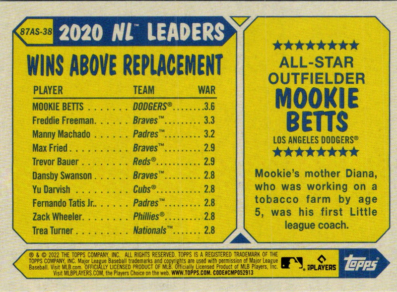 2022 Topps 1987 All-Star Baseball Mookie Betts