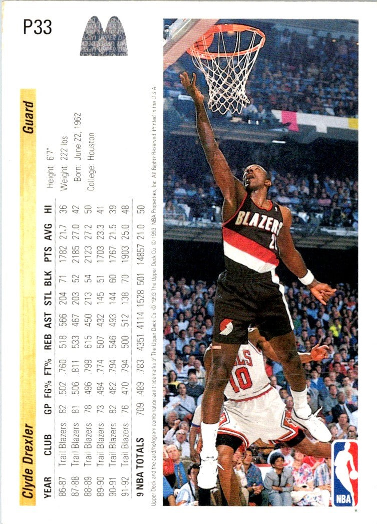 1992 Upper Deck McDonald's Clyde Drexler