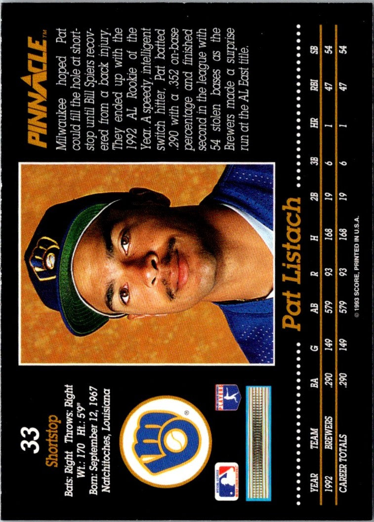 1993 Pinnacle Pat Listach