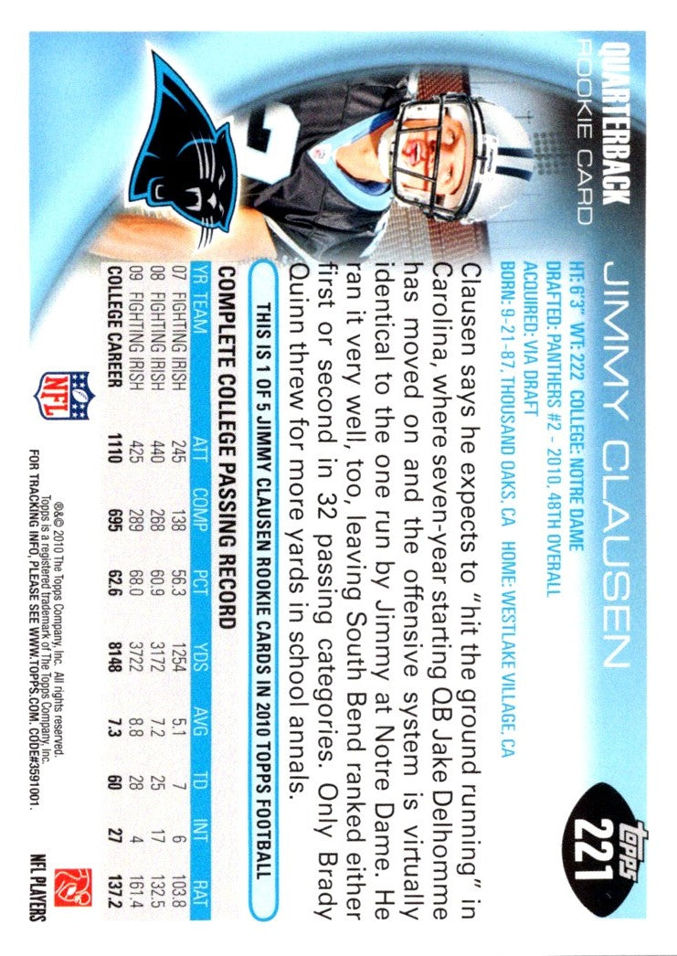 2010 Topps Platinum Jimmy Clausen
