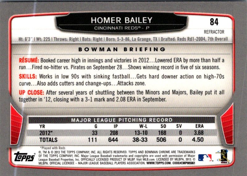 2013 Bowman Chrome Homer Bailey