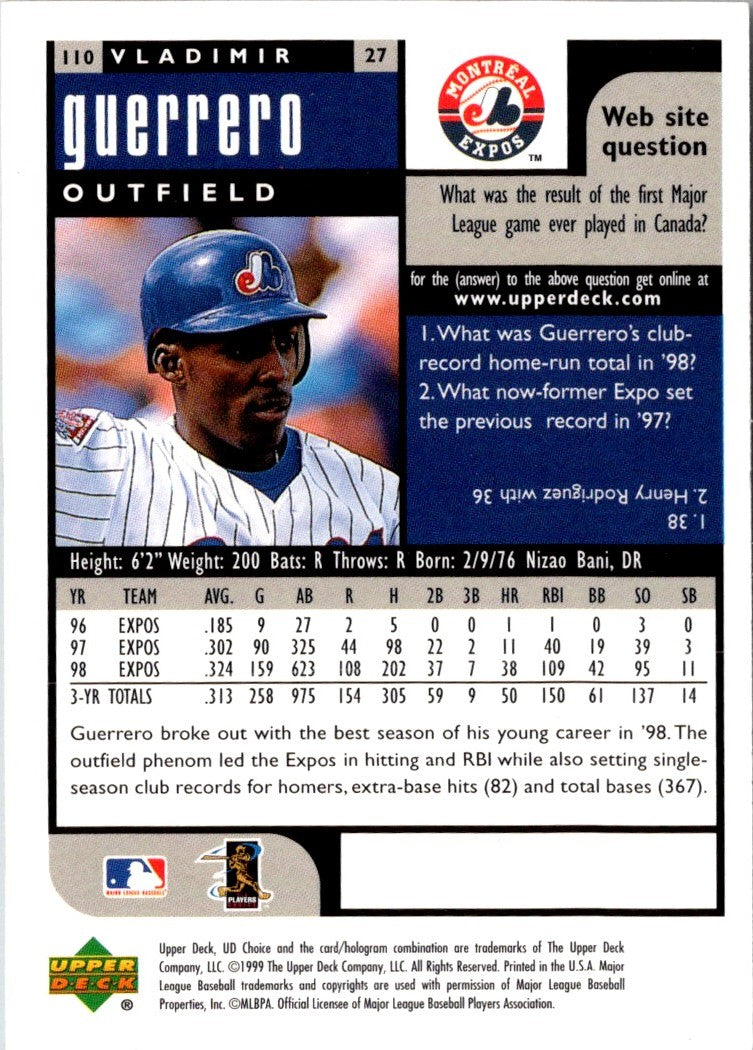 1999 Flair Showcase Row 3 (Power) Vladimir Guerrero