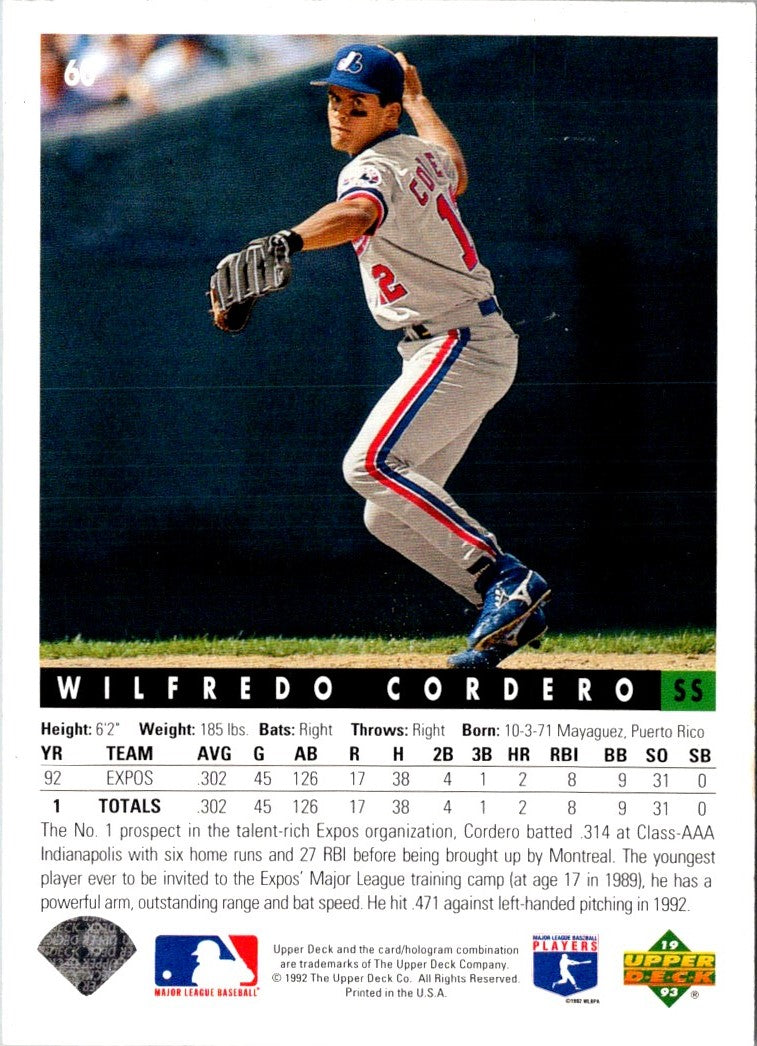 1993 Upper Deck Gold Hologram Wil Cordero