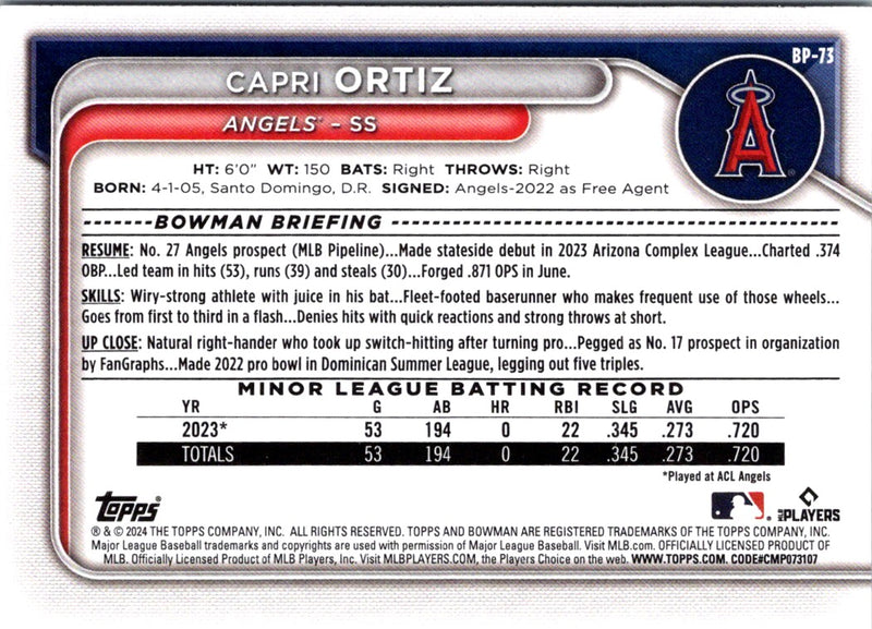 2024 Bowman Prospects Capri Ortiz