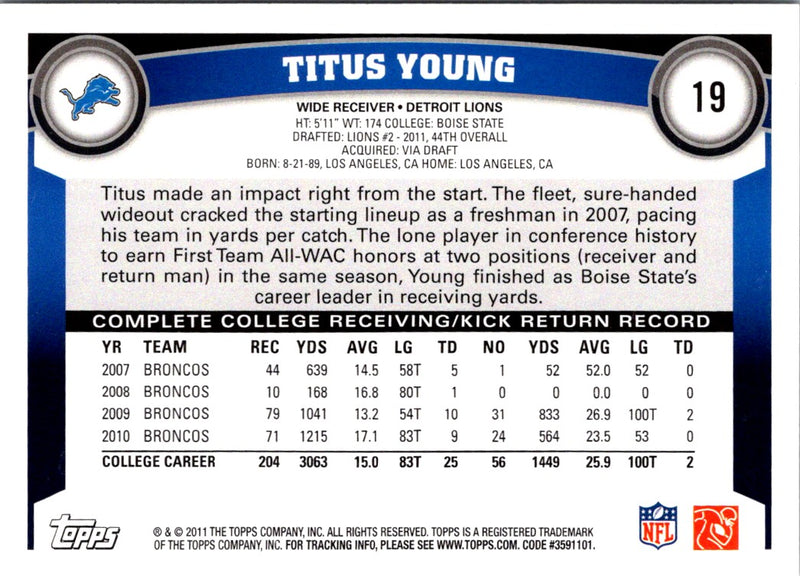 2011 Topps Titus Young