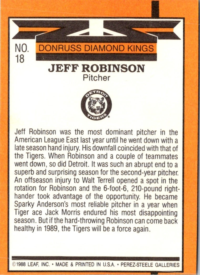 1989 Donruss Super Diamond Kings Jeff Robinson
