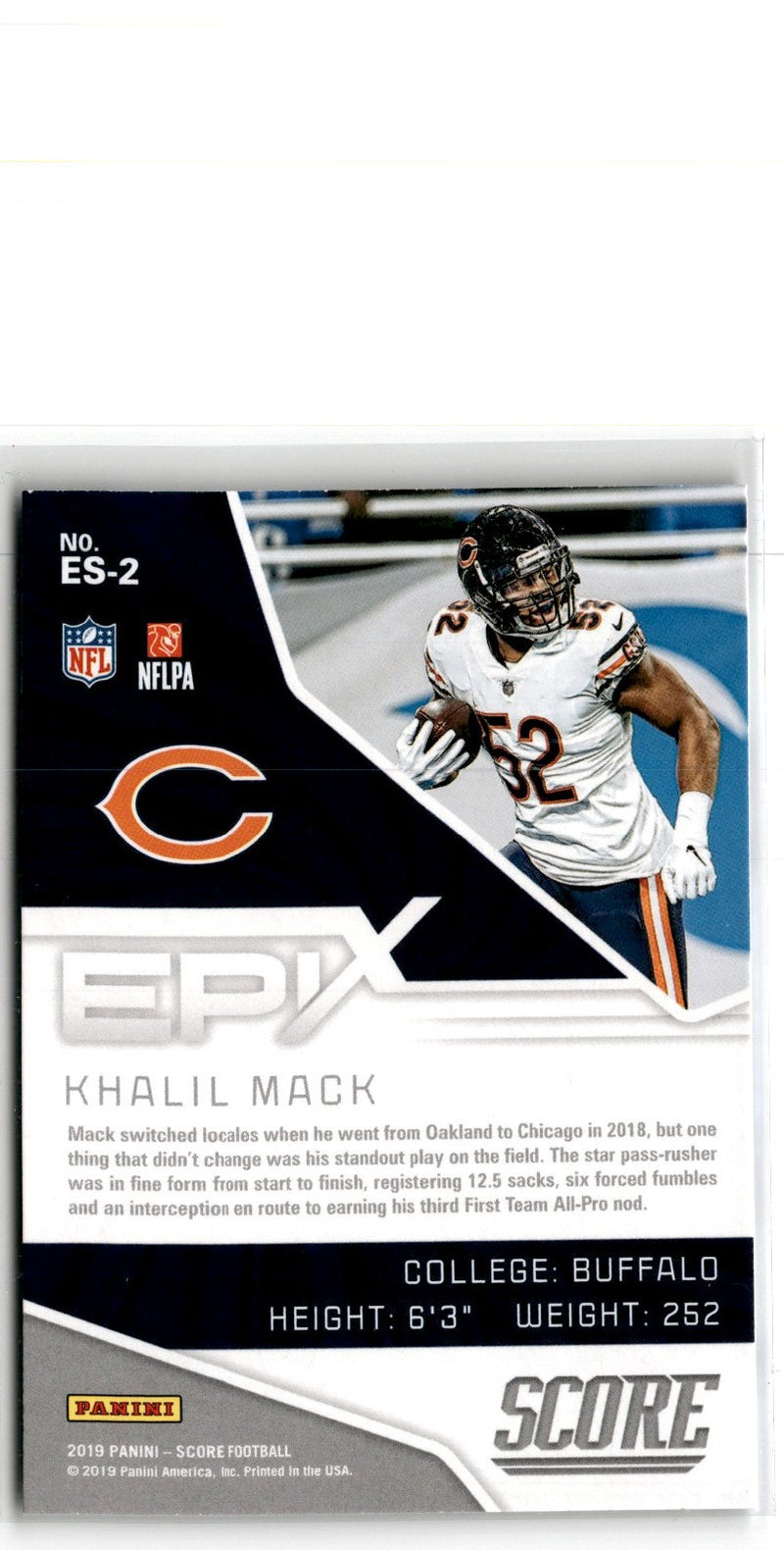 2019 Score Epix Season Khalil Mack