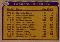 1979 Topps Willie Buchanon/Ezra Johnson/James Lofton/Terdell Middleton #407