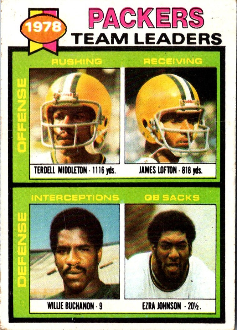 1979 Topps Willie Buchanon/Ezra Johnson/James Lofton/Terdell Middleton