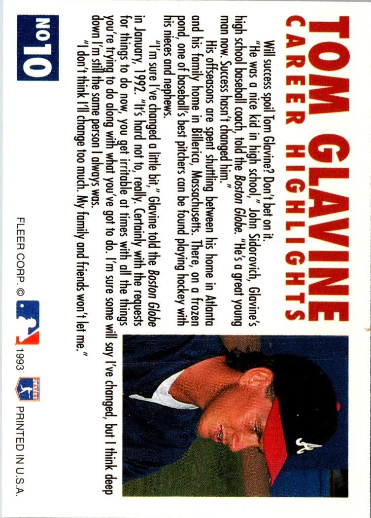 1993 Fleer Tom Glavine Career Highlights Tom Glavine