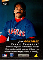 1996 Pinnacle Juan Gonzalez #163