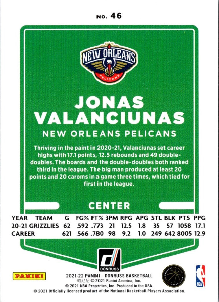 2021 Donruss Jonas Valanciunas